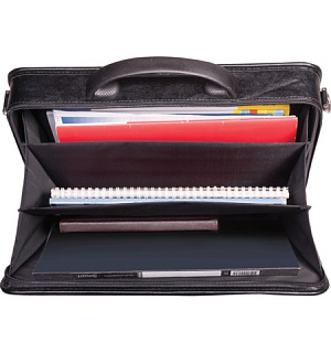 Портфель "Паритет", 38х29х6 см, искусственная кожа, 3 отделения, на молнии, черный