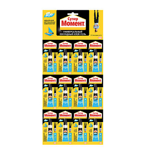 Клей-гель моментальный Супер МОМЕНТ, 3 г, отрывная мультикарта, 622917