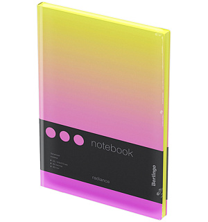 Записная книжка А5 80л., кожзам, Berlingo "Radiance", черный срез, желтый/розовый градиент