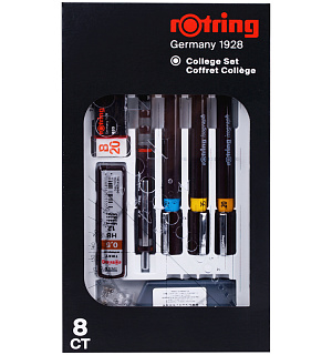 Набор изографов Rotring 0,2/0,35/0,7мм, мех. карандаш 0,5мм, грифели, ластик, насадка для циркуля