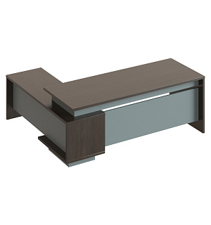 Стол письменный угловой с бок. тумбой прав, МФ Виско Дельта/Венге-Антрацит, 1880*1800*780(ПОД ЗАКАЗ)