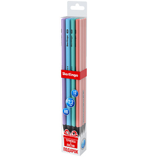 Набор карандашей ч/г Berlingo "Instinct" 12шт., HB, черное дерево, трехгран., заточен, точилка, ластик