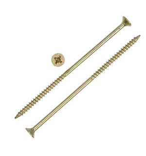 Саморез универсальный 6х140, потай, крупная резьба,шлиц PZ3, жёлтый цинк,820 шт, 13 кг