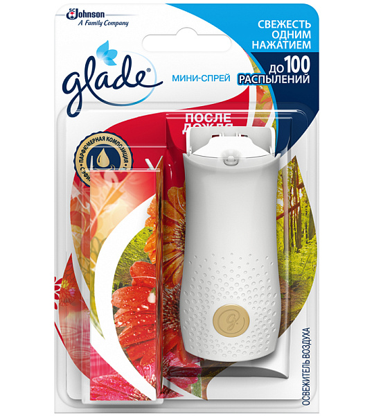 Комплект освежитель воздуха мини-спрей. и смен. блок Glade "После Дождя", 10мл