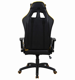 Кресло компьютерное BRABIX "GT Master GM-110", две подушки, экокожа, черное/желтое, 531927
