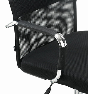 Кресло офисное BRABIX "Fit EX-514", с подголовником, хром, черное, 531949