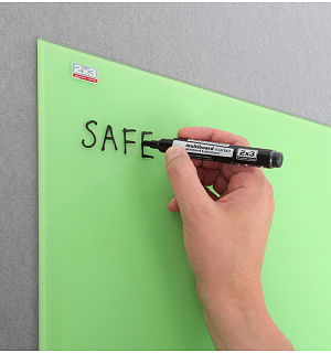 Доска стеклянная магнитно-маркерная 2х3 "Office", 45*45см, зеленая, маркер, 6 магнитов