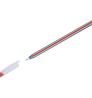 Ручка шариковая OfficeSpace "Magic stripe" синяя, 0,6мм, трехгранная, на масляной основе, штрих-код