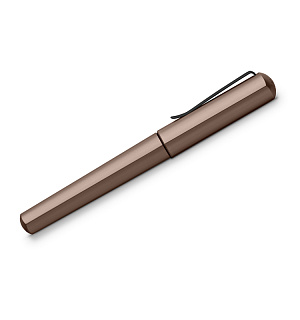Ручка-роллер Faber-Castell "Hexo" черная, 0,7мм, шестигран., бронзовый корпус, инд. карт. упаковка