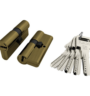Цилиндровый механизм Fuaro R600/60 (25х10х25) AB, 5 ключей, цвет бронза