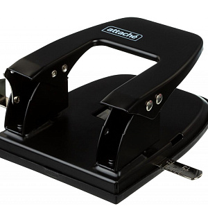 Дырокол Attache до 30 листов, с линейкой, цвет черный