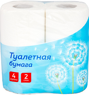 Бумага туалетная OfficeClean 2-слойная, 4шт., тиснение, белая