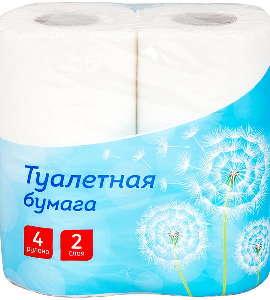 Бумага туалетная OfficeClean 2-слойная, 4шт., тиснение, белая