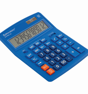 Калькулятор настольный BRAUBERG EXTRA-12-BU (206x155 мм), 12 разрядов, двойное питание, СИНИЙ, 250482