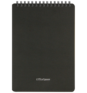 Блокнот А5 60л. на гребне OfficeSpace "Base", черная пластиковая обложка