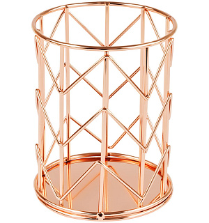 Подставка-стакан для канцелярских принадлежностей MESHU "Rose Gold" круглая, металл