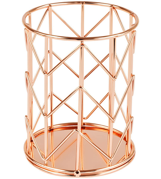 Подставка-стакан для канцелярских принадлежностей MESHU "Rose Gold" круглая, металл