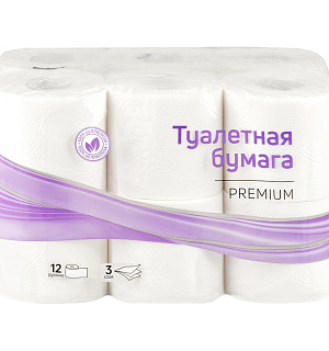 Бумага туалетная OfficeClean, 3-слойная, 12шт., 17м/рул., тиснение, белая