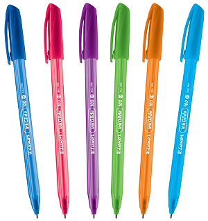 Ручка шариковая Luxor "InkGlide 100 Icy" синяя, 0,7мм, трехгран., корпус ассорти