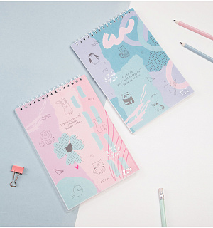 Блокнот А5 60л. на гребне MESHU "Сute memphis", пластиковая обложка