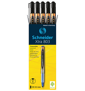 Ручка-роллер Schneider "Xtra 803" черная, 0,5мм, игольчатый пишущий узел, одноразовая
