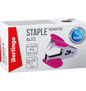 Антистеплер Berlingo "Blitz", с фиксатором, розовый