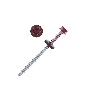 Саморезы кровельные 4.8х70 RAL3005, красный, 100 шт.