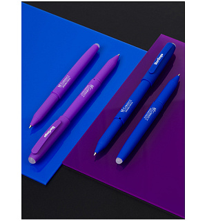 Ручка гелевая стираемая Berlingo "Correct" синяя, 0,6мм, прорезин. корпус, корпус ассорти