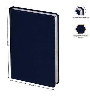 Ежедневник недатир. A5, 160л., кожзам, Berlingo "Silver Pristine", серебр. срез, синий