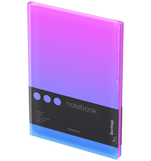 Записная книжка А5 80л., кожзам, Berlingo "Radiance", черный срез, розовый/голубой градиент