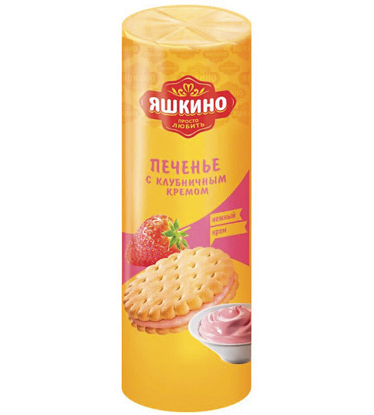 Печенье ЯШКИНО "С клубничным кремом", затяжное, 190 г, МП461