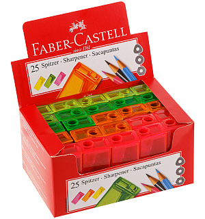 Точилка пластиковая Faber-Castell 1 отверстие, контейнер, ассорти, флуоресцентные цвета