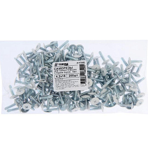 Саморезы ТУНДРА krep для тонк. пластин с буром 4.2x16, белый/белый цинк, 200 шт.