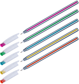 Ручка шариковая OfficeSpace "Magic stripe" синяя, 0,6мм, трехгранная, на масляной основе, штрих-код