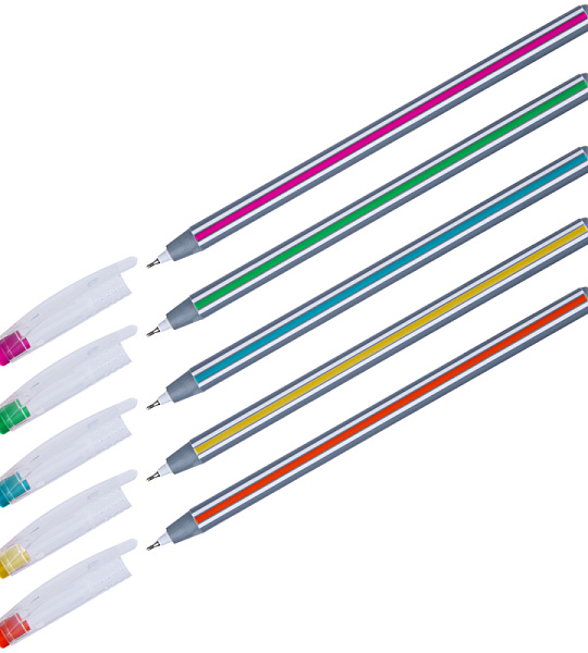 Ручка шариковая OfficeSpace "Magic stripe" синяя, 0,6мм, трехгранная, на масляной основе, штрих-код