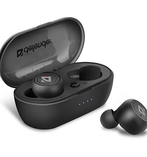 Наушники с микрофоном беспроводные Defender Twins 638, Bluetooth 5.0, разъем Micro-USB, черный