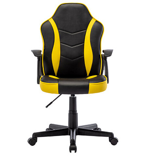 Кресло компьютерное BRABIX "Shark GM-203", экокожа, черное/желтое, 532514