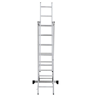 Лестница-трансформер 3-х секционная 3х7 ступеней, 3х1,9 м, высота 4,5 м, нагрузка 150 кг, алюминий, НОВАЯ ВЫСОТА, 1230307