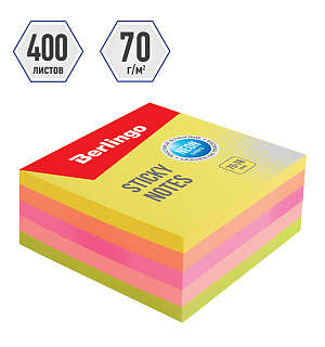 Самоклеящийся блок Berlingo, 76*76мм, 400л, 5 неоновых цветов