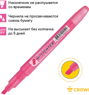 Текстовыделитель Crown "Multi Hi-Lighter" розовый, 1-4мм