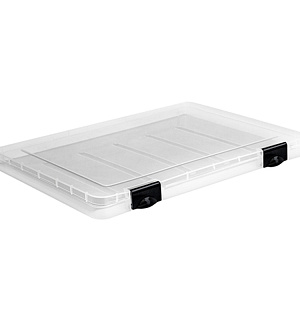 Папка для документов СТАММ, А4 230*305*23мм, пластик., прозрачная, черные защелки