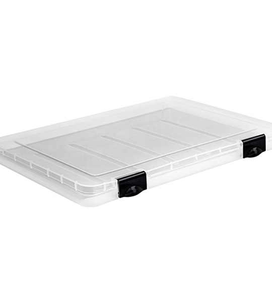 Папка для документов СТАММ, А4 230*305*23мм, пластик., прозрачная, черные защелки