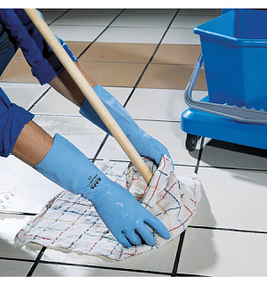 Перчатки латексные MAPA Vital Eco 117, хлопчатобумажное напыление, размер 10 (XL), синие