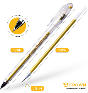 Набор гелевых ручек Crown "Hi-Jell Metallic" 6шт., 06цв., 0,7мм, металлик, ПВХ уп., европодвес