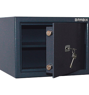 Сейф BRABIX "КМ-260", 260х360х290 мм, 13 кг, ключевой замок + полка, крепление к стене, 291165