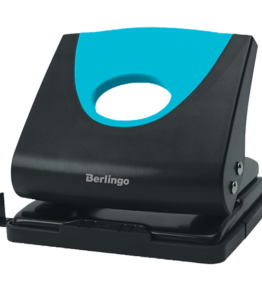 Дырокол Berlingo "Office Soft" 20л., пластиковый, синий, с линейкой