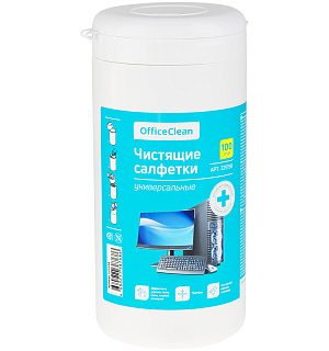 Салфетки чистящие влажные OfficeClean, универсальные, антибактериальные, в тубе, плотные, 100шт.