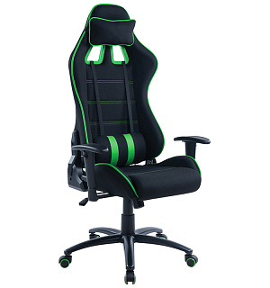 Кресло игровое Helmi HL-G08 "Target", ткань черная/зеленая, 2 подушки