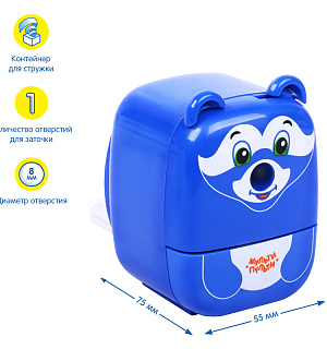 Точилка механическая Мульти-Пульти "Енот", пласт. корпус, инд. упаковка