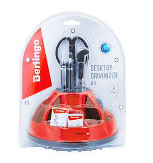 Настольный органайзер Berlingo "BR", 9 предметов, вращающийся, черный/красный, блистер
